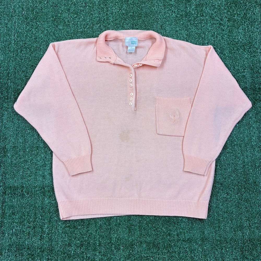 Vintage 90's Mister Noah Knit Polo‎ Sweater Pink